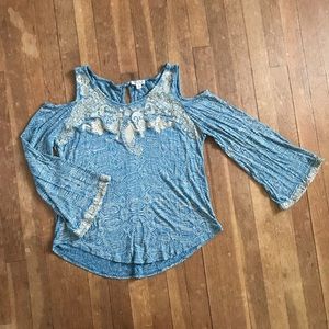 Lucky Brand | Embroidered Cold Shoulder Top | M